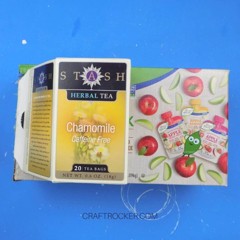 Tea Box Glued to Side of Applesauce Pouches Box - Craft Rocker