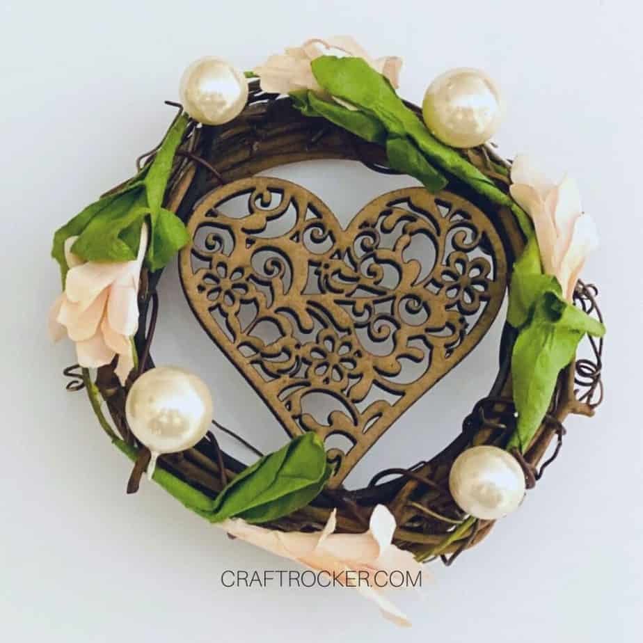 Close Up of Decorated Mini Wreath - Craft Rocker