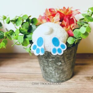 Close Up of Blue Bunny Butt in Floral Arrangement - Craft Rocker