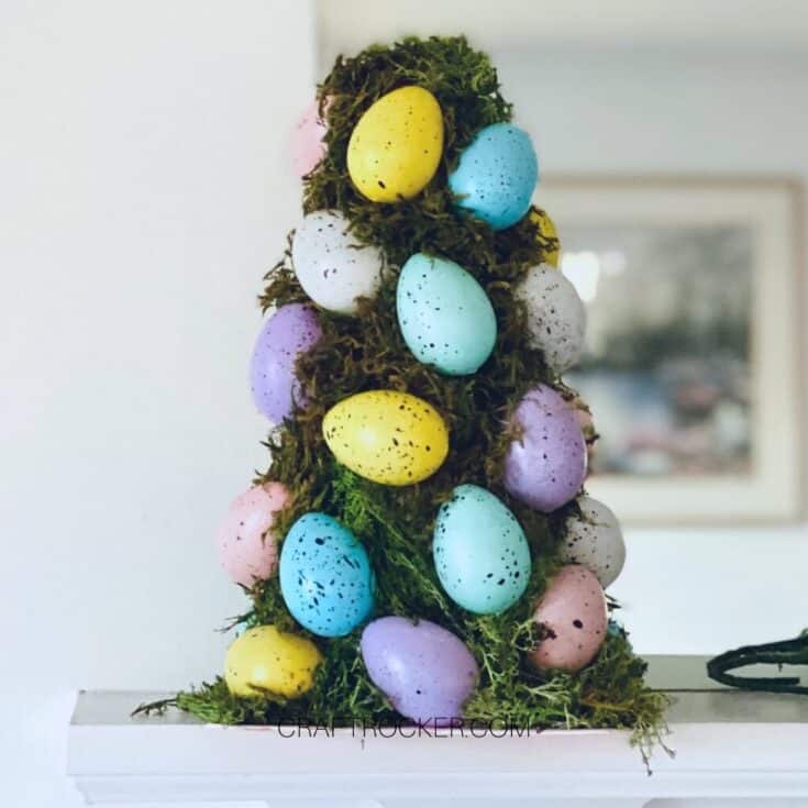 Close up of Easter Egg Topiary on Mantle - Craft Rocker