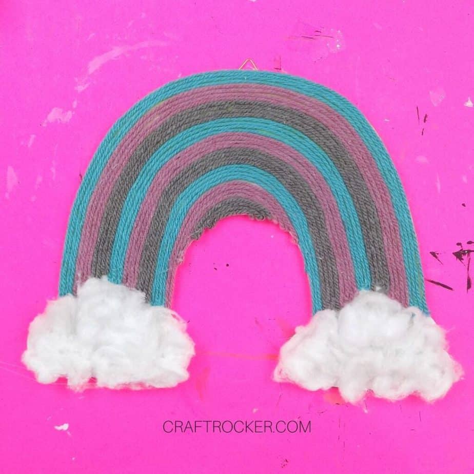 Fluffed Cotton Balls Glued to Clouds Under Rainbow - Craft Rocker