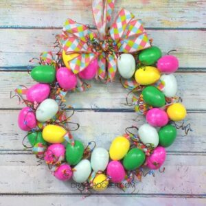 Hanging Easter Egg Wreath on Wood Background - Craft Rocker