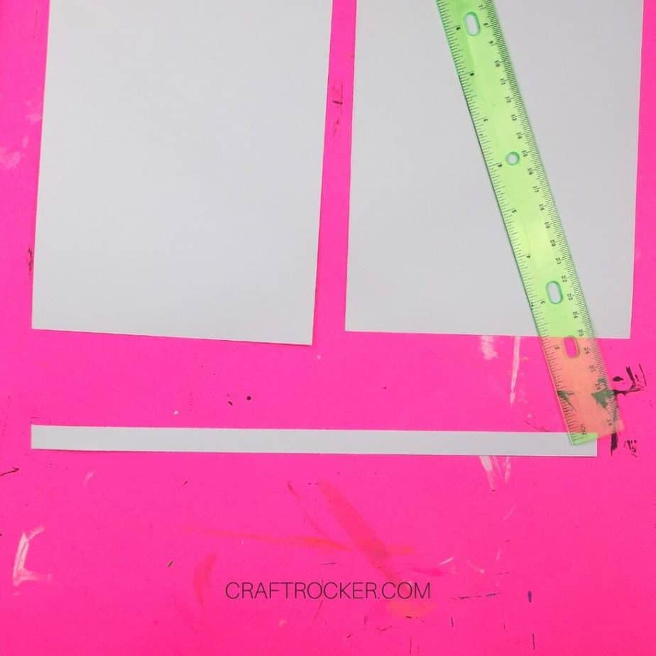 Small Strip of Cardstock next to Larger Pieces of Cardstock and Ruler - Craft Rocker