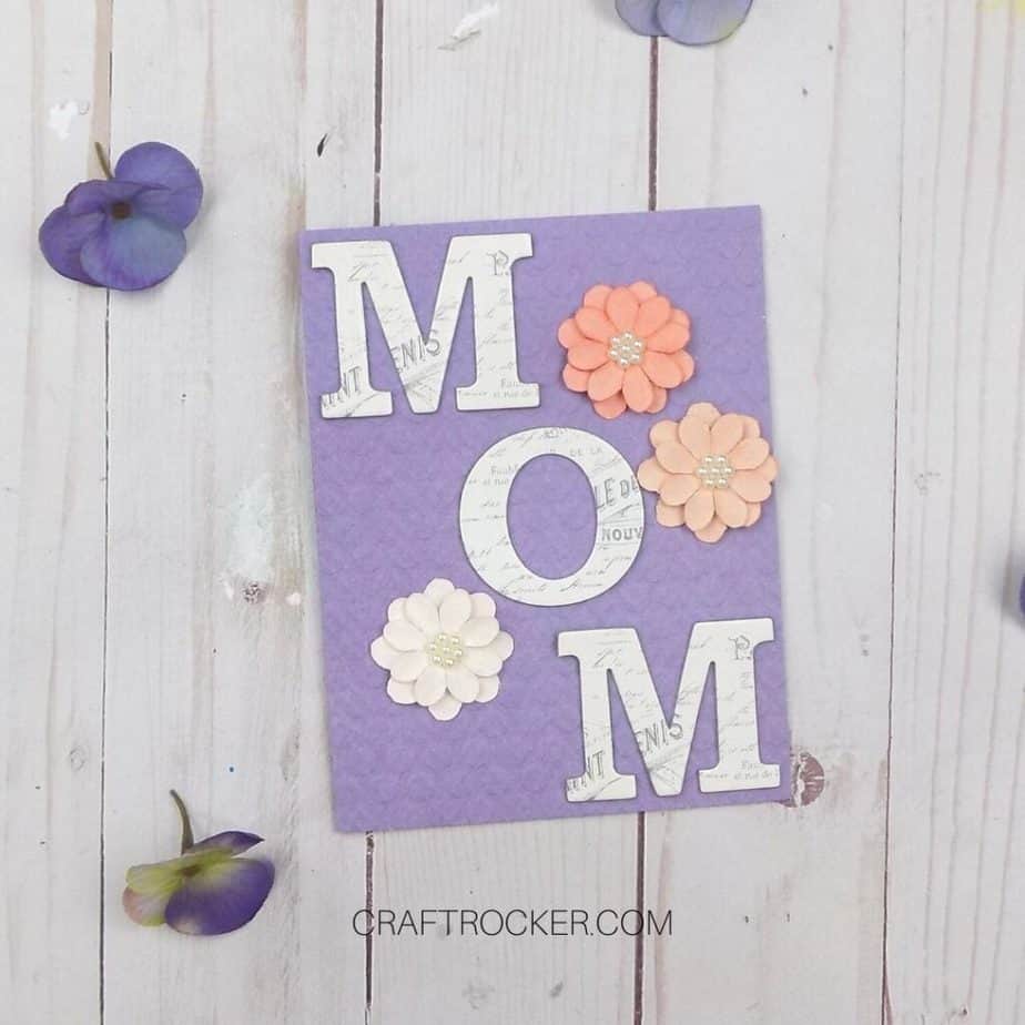 Lavender Mom Card next to Flowers on Wood Background - Craft Rocker