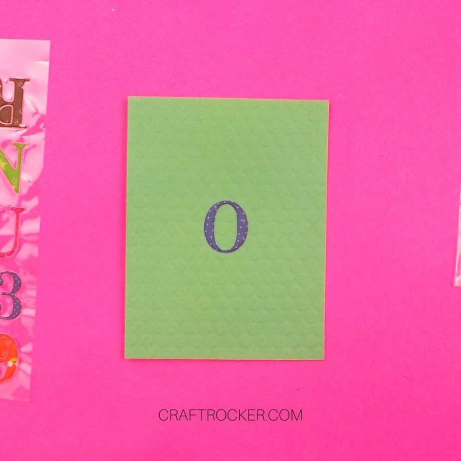 Letter O Sticker on Lime Green Card Front - Craft Rocker