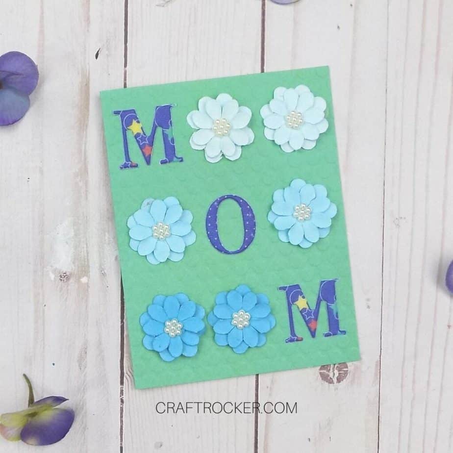 Mint Mom Card next to Flowers on Wood Background - Craft Rocker