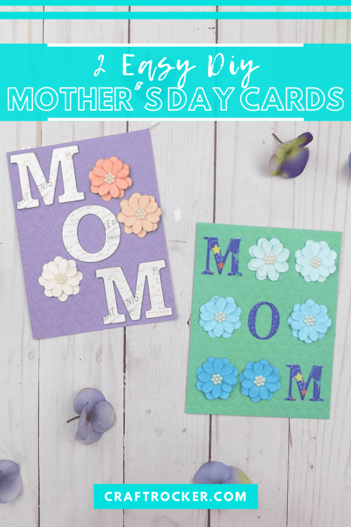 Mothers Day Cards on Wood Background with text overlay - 2 Easy DIY Mother's Day Cards - Craft Rocker