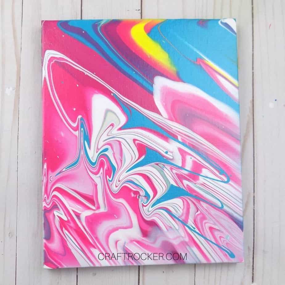Pink Fluid Art Canvas on Wood Background - Craft Rocker