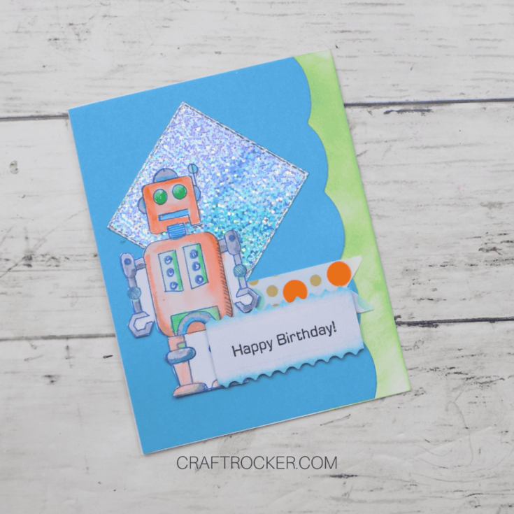 Close up of Inside of Robot Happy Birthday Card - Craft Rocker