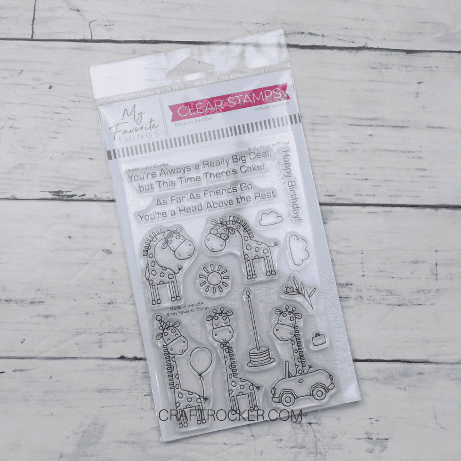 Joyful Giraffes Stamps in Packaging on Wood Background - Craft Rocker