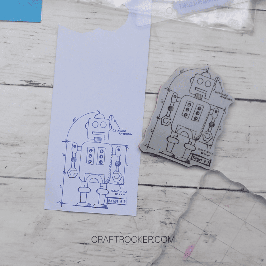 Robot Stamp Next tp Stamped Image on White Paper - Craft Rocker