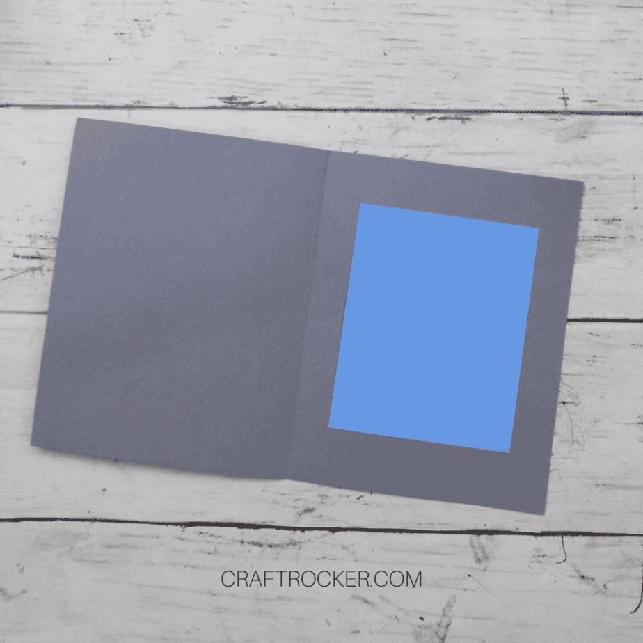 Blue Paper Rectangle Attached to Inside Right Side of Gray Card - Craft Rocker