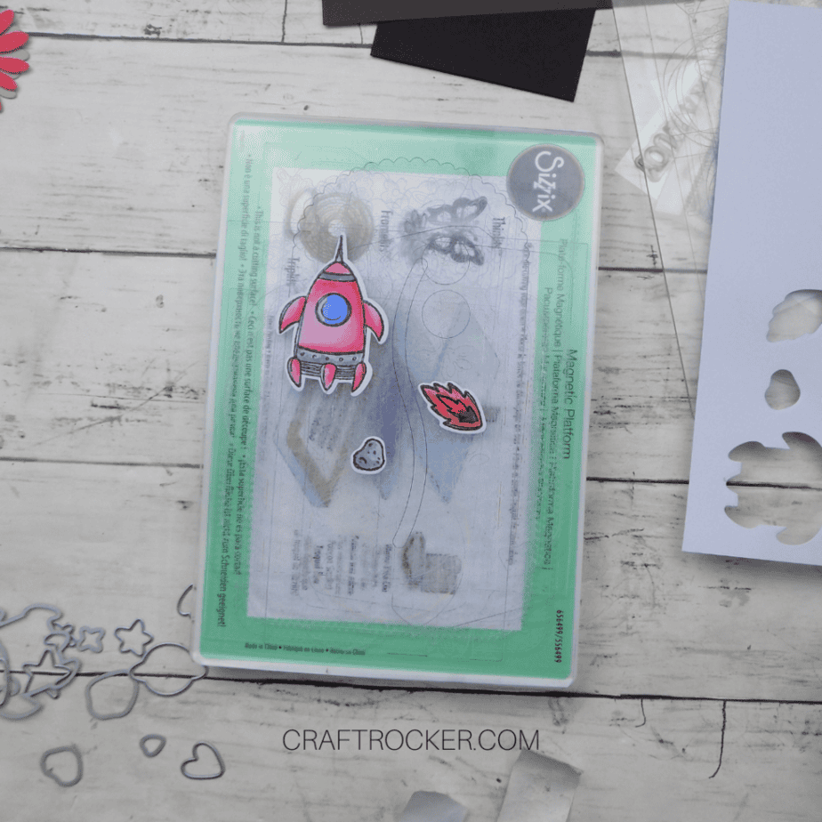 Die Cut Spaceship, Fire, and Meteor on Sizzix Plates - Craft Rocker