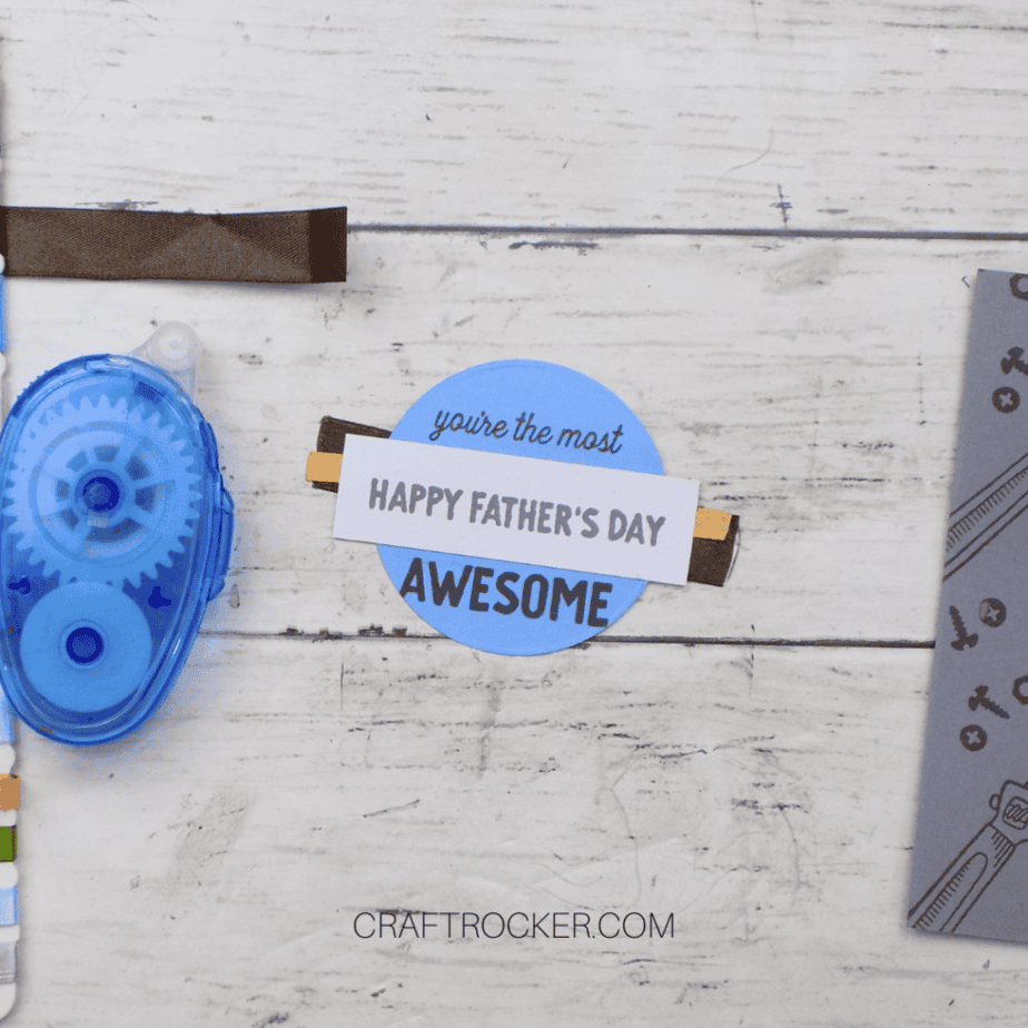 Fathers Day Paper Circle with Tan and Brown Ribbons Attached to the Back - Craft Rocker