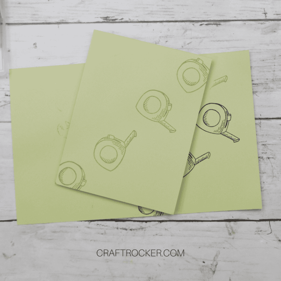 Green Card Base with Tape Measures Stamped on It - Craft Rocker