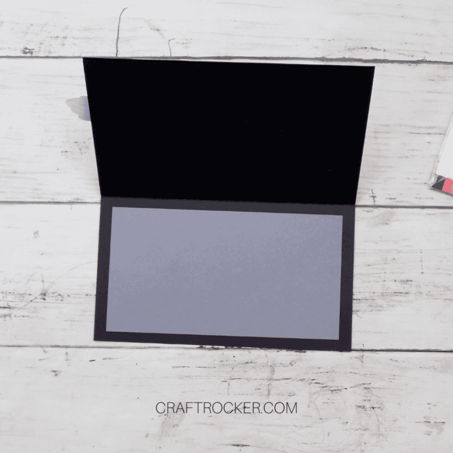 Light Gray Cardstock Rectangle Matted Inside of Spaceship Slider Card - Craft Rocker