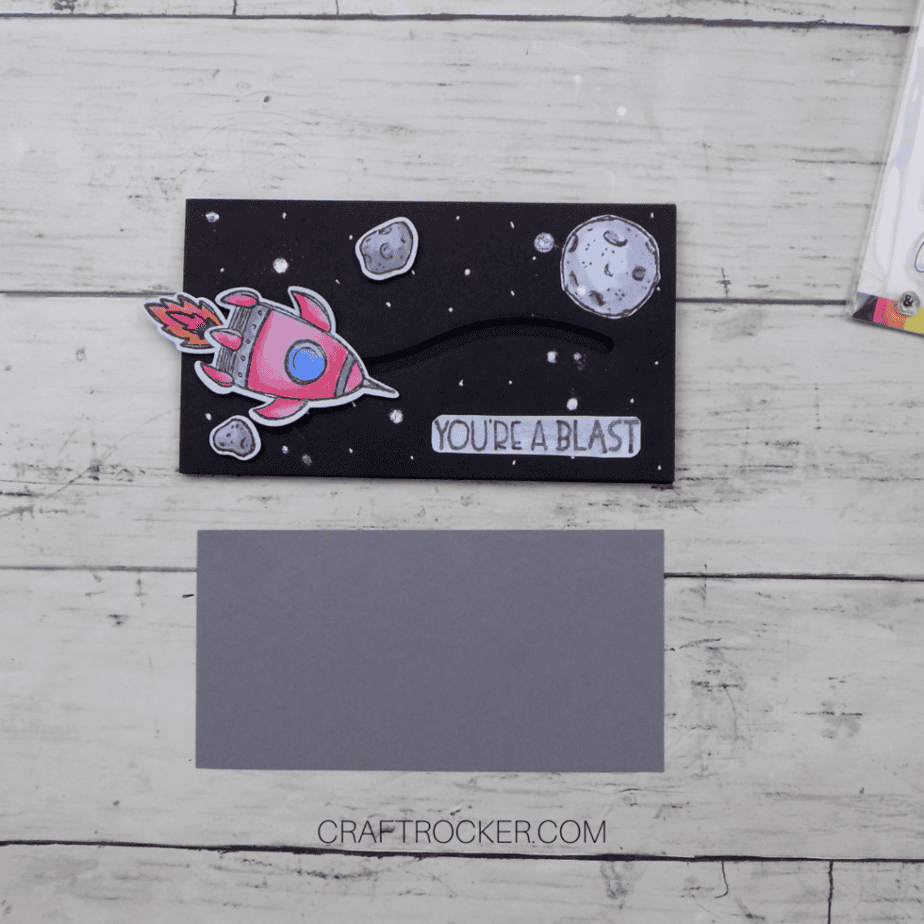 Light Gray Cardstock Rectangle Next to Spaceship Slider Card - Craft Rocker
