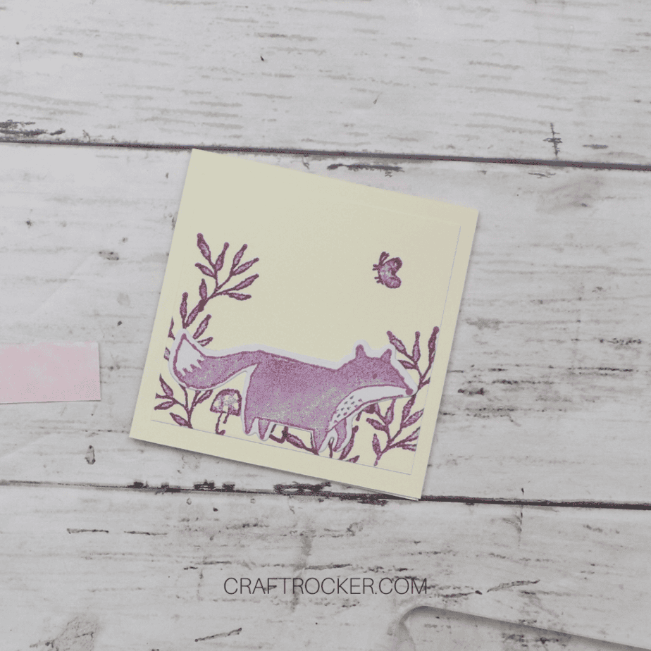 Stamped Cardstock Square Attached to Square Card Front - Craft Rocker