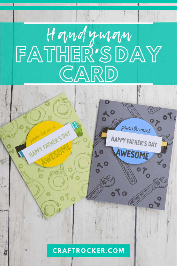 Tools Cards on Wood Background with text overlay - Handyman Father's Day Card - Craft Rocker
